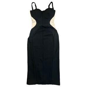 TA3 Size Medium Seamed Lushy Midi Pencil Dress Contour Black/Oat Reg NWT